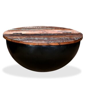 vidaXL Table basse Bois de récupération massif Noir Forme de bol