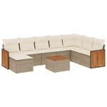 vidaXL Salon de jardin avec coussins 9 Pièces beige résine tressée