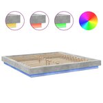 vidaXL Cadre de lit avec lumières LED gris béton 200x200 cm