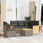 vidaXL Salon de jardin 6 Pièces avec coussins gris résine tressée