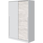 Armoire blanc et chêne - 2 portes coulissantes - 200 x 121 x 50 cm