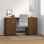 vidaXL Bureau avec armoires Marron miel 135x50x75cm Bois massif de pin