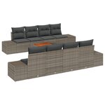 vidaXL Ensemble de Canapé de Jardin 7 Pièces avec Coussins Gris en Rotin Poly
