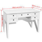 Bureau table poste de travail meuble d'ordinateur informatique étude à 5 tiroirs blanc 02_0023556