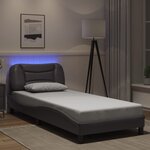 vidaXL Cadre de lit avec LED sans matelas gris 90x200 cm