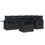 vidaXL Salon de jardin 6 Pièces avec coussins noir résine tressée