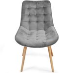 Lot de 2 chaises de salon salle à manger pied en bois et velours gris 01_0000738