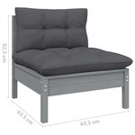 Salon de jardin meuble d'extérieur ensemble de mobilier 7 pièces avec coussins gris bois de pin 02_0017185
