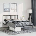 vidaXL Cadre de lit métal sans matelas avec tête de lit noir 135x190cm