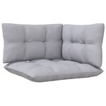vidaXL Canapé 3 places de jardin et coussins gris Bois de pin solide