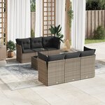 vidaXL Salon de jardin avec coussins 7 Pièces gris résine tressée