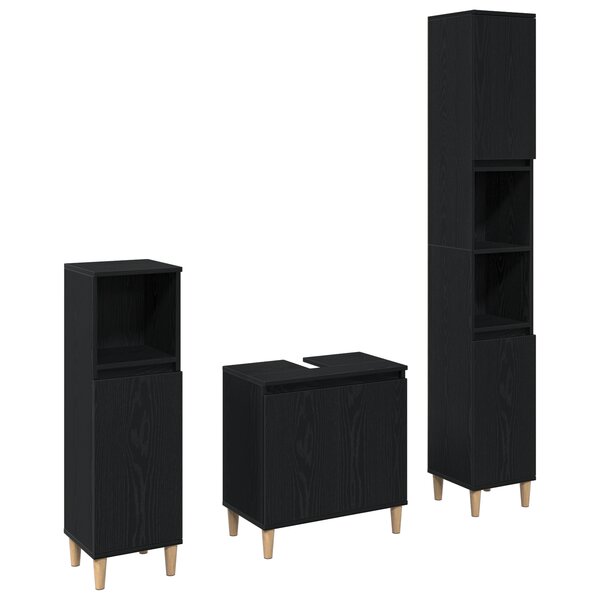 vidaXL Set de meubles de salle de bain en 3 pièces chêne noir
