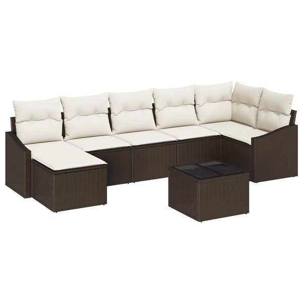 vidaXL Ensemble de salle à manger de jardin 7 pièces avec coussins gris rattan poly