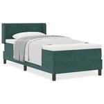 Lit à sommier box avec matelas vert foncé 100x200 cm en velours