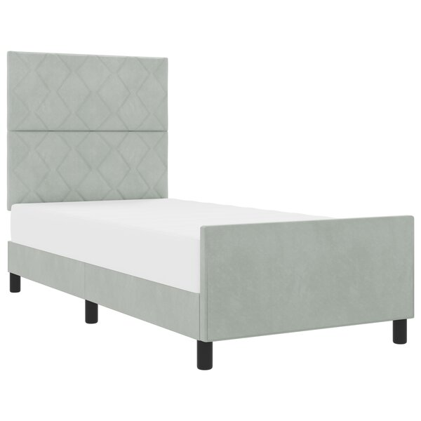 Lit vidaXL Gris clair 90x200 cm Velours