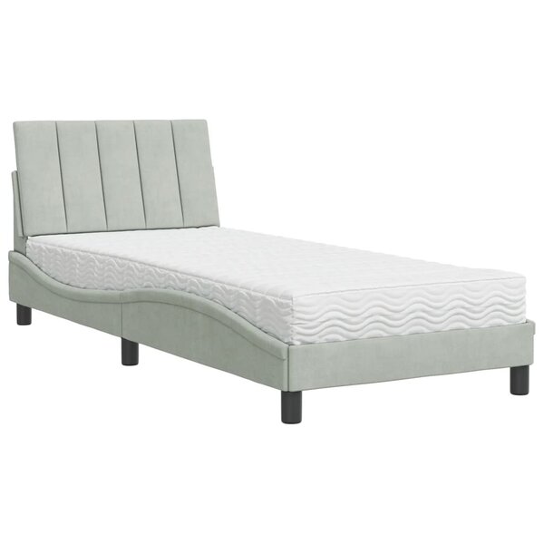 vidaXL Lit avec matelas gris clair 80x200 cm velours