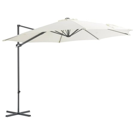 vidaXL Parasol en porte-à-faux avec mât en acier Sable 300 cm