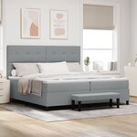 vidaXL Lit Box Spring avec Matelas & Banc Gris Clair 200x200 cm Tissu
