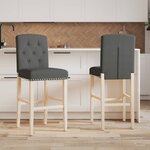 vidaXL Chaises de bar lot de 2 bois massif d'hévéa et tissu