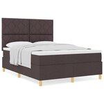 vidaXL Lit à ressorts avec matelas brun foncé 160x200 cm en tissu