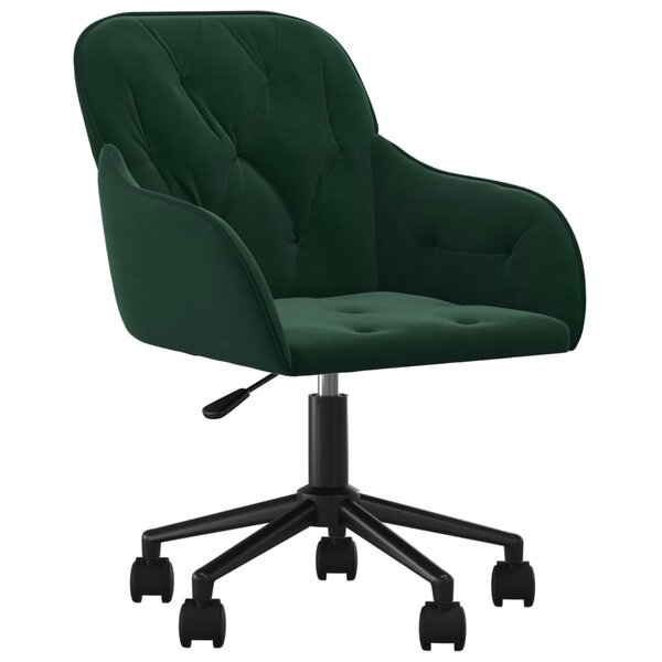vidaXL Chaise pivotante de bureau Vert foncé Velours