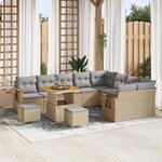 Ensemble de Canapés de Jardin de 12 Pièces avec Coussins Beige Poly Rattan Acacia