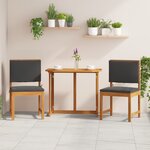Chaises de jardin sans accoudoirs avec coussins - 2 Pièces en bois d'acacia