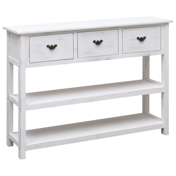 vidaXL Buffet Blanc antique 108x30x76 cm Bois de Paulownia massif