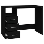 Bureau table poste de travail meuble d'ordinateur informatique étude avec tiroirs 102 x 50 x 76 cm bois d'ingénierie noir 02_0023473
