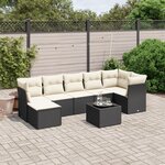 vidaXL Salon de jardin 8 Pièces avec coussins noir résine tressée
