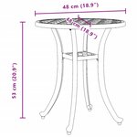 vidaXL Table de jardin noir Ø48x53 cm aluminium coulé