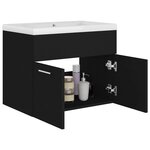 vidaXL Armoire d'évier avec lavabo intégré Noir Aggloméré