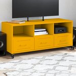 vidaXL Meuble TV jaune moutarde 100 5x39x43 5 cm acier laminé à froid