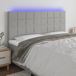 vidaXL Tête de lit à LED Gris clair 180x5x118/128 cm Tissu