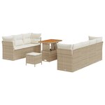 Ensemble de 10 Pièces de Canapés de Jardin avec Coussins Beige Poly Rattan