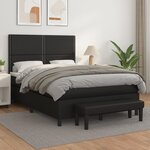 vidaXL Sommier à lattes de lit avec matelas Noir 140x200 cm Similicuir