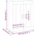 vidaXL Armoire murale sonoma gris 69 5x34x90 cm