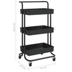 vidaXL Chariot de cuisine 3 niveaux Noir 42x35x85 cm Fer et ABS