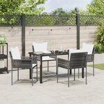 vidaXL Ensemble de 5 pièces de jardin marron avec coussins en poly rattan