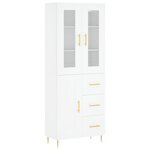 vidaXL Buffet haut Blanc 69 5x34x180 cm Bois d'ingénierie