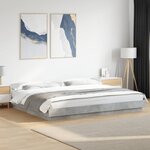 vidaXL Cadre de lit et lumières LED sans matelas gris béton 180x200 cm