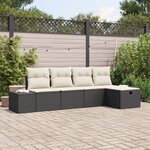 vidaXL Ensemble de 5 Canapés de Jardin avec Coussins Noir Rattan Synthétique