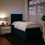 vidaXL Sommier à lattes de lit avec matelas bleu 80x200 cm velours
