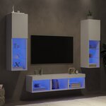vidaXL Unités murales TV avec LED 5 Pièces blanc bois d'ingénierie