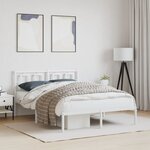 vidaXL Cadre de lit métal sans matelas et tête de lit blanc 140x190 cm