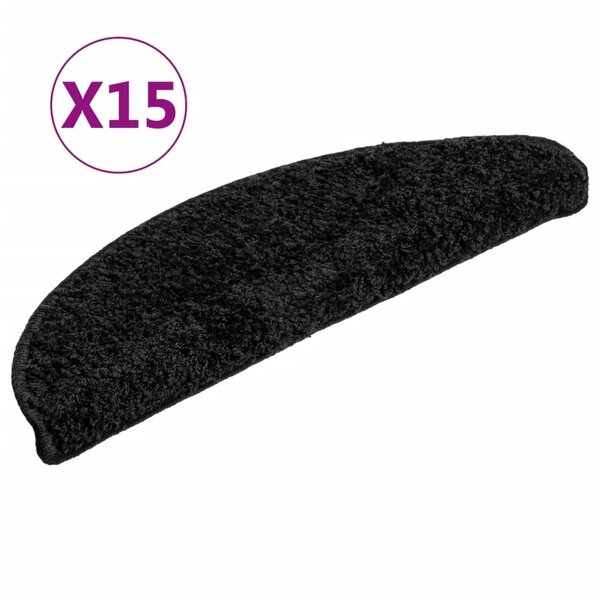 vidaXL Tapis d'escalier 15 Pièces noir 56x17x3 cm