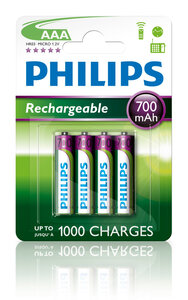 Philips piles rechargeable aaa lr03 700 mah
