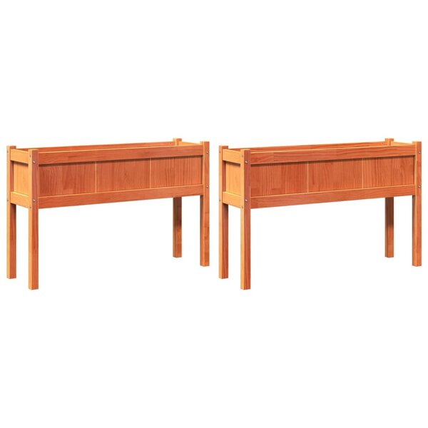 vidaXL Jardinières 2 Pièces avec pieds cire marron bois de pin massif