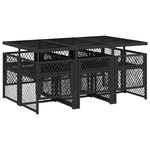 vidaXL Ensemble à manger de jardin coussins 7 Pièces noir résine tressée