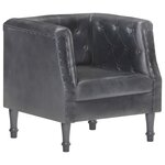 vidaXL Chaise cabriolet gris cuir véritable